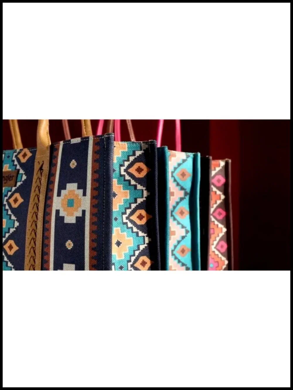 Aztec Print Canvas Western Satchel Tote with Detachable Strap - High Quality